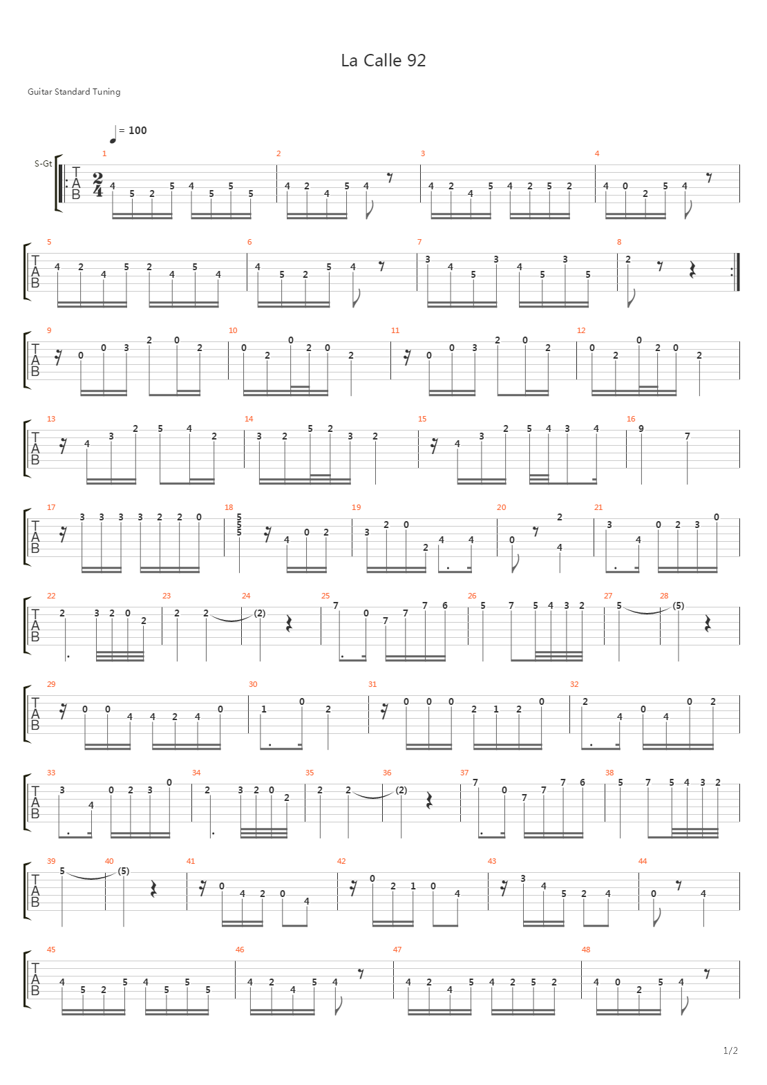 La Calle 92吉他谱