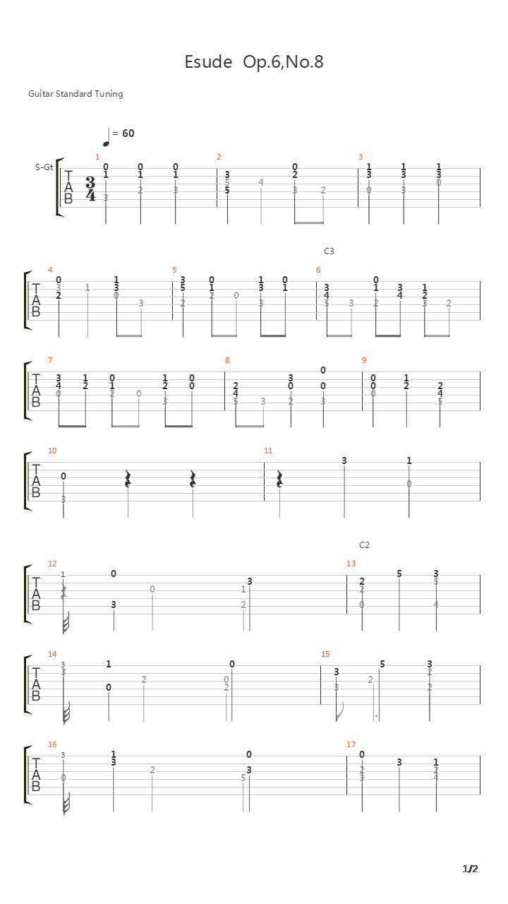 索尔练习曲 op.6 No.8  欢迎发表你的视频版本.吉他谱