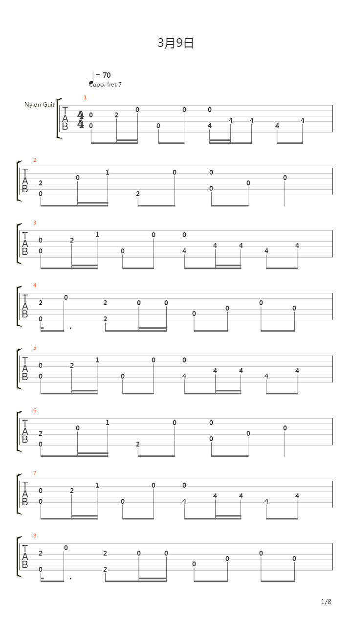 3月9日吉他谱