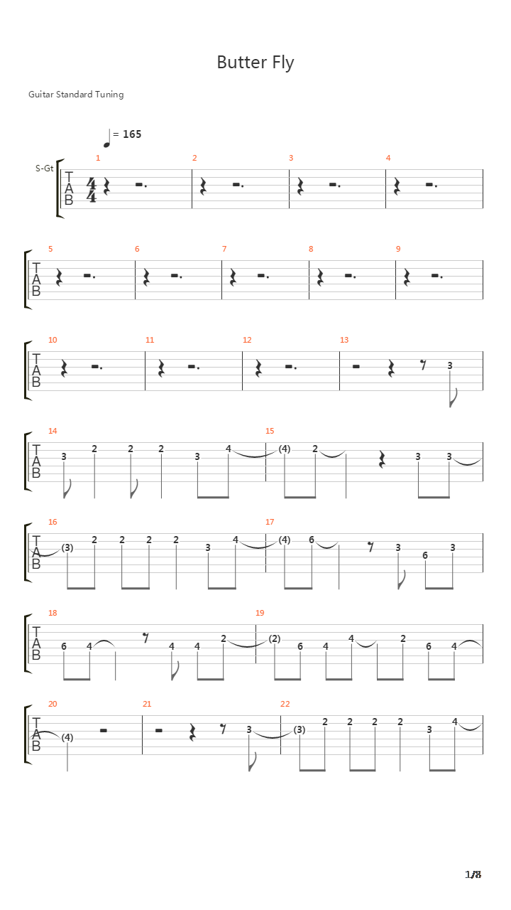 butterfly吉他谱