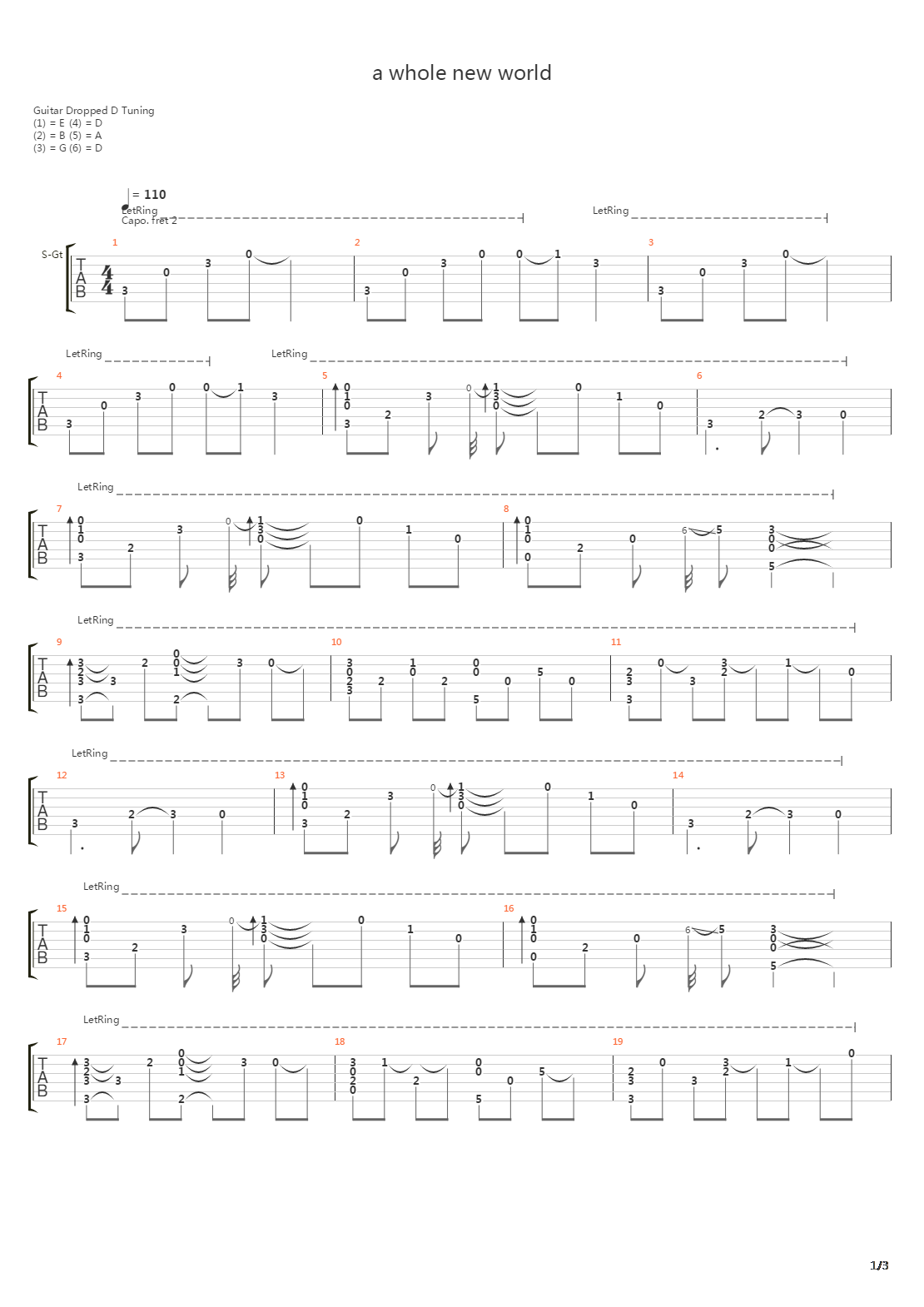 A whole new world（改正版）吉他谱