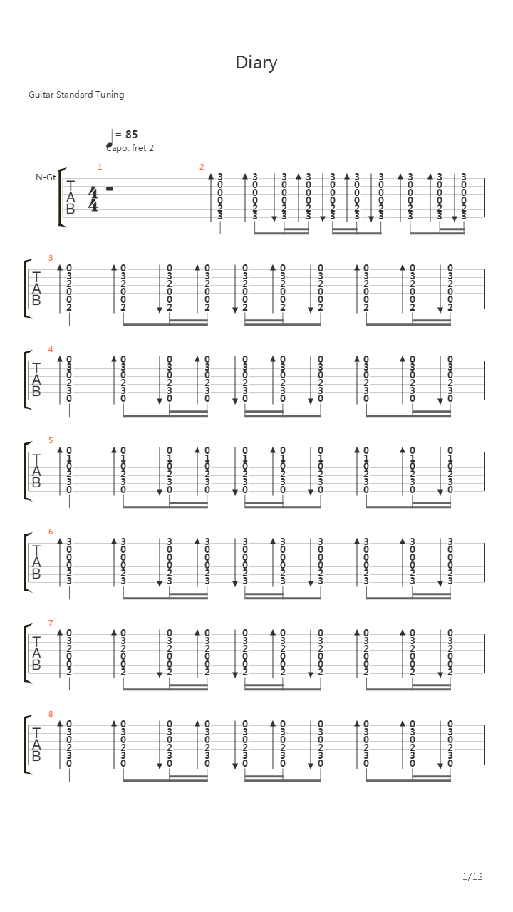 DIARY(Acoustic ver.)吉他谱