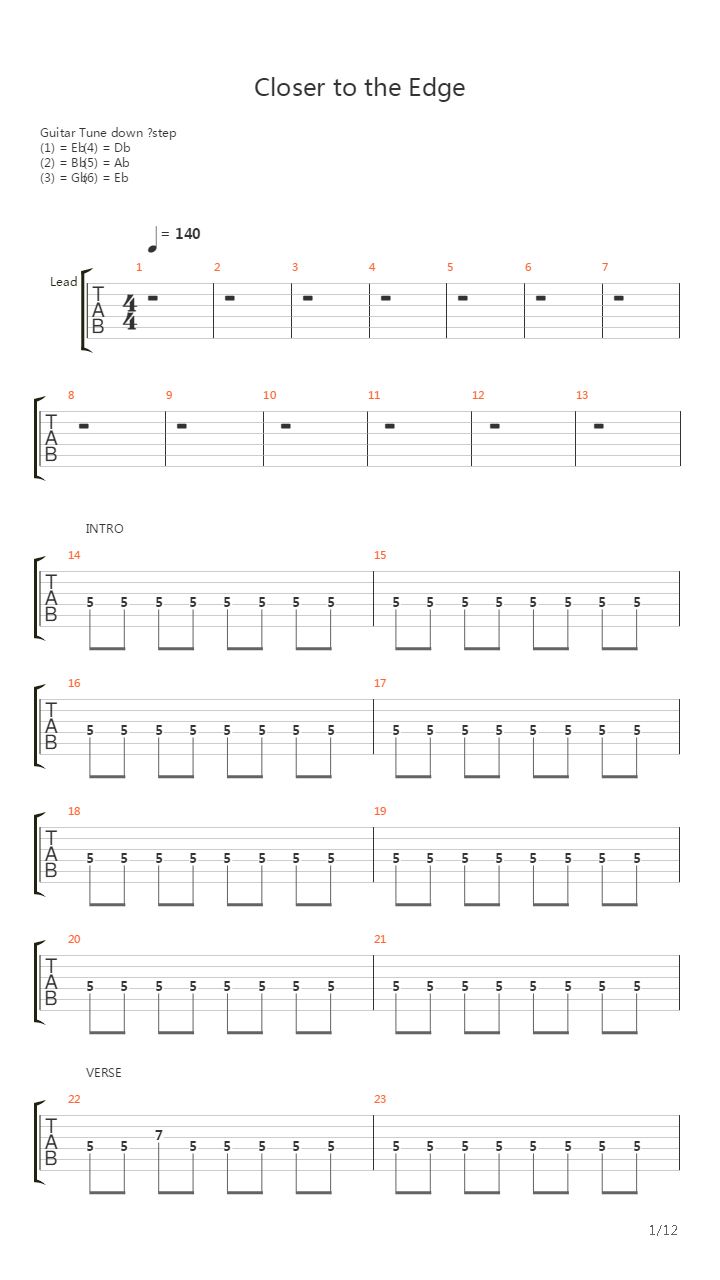 Closer To The Edge吉他谱