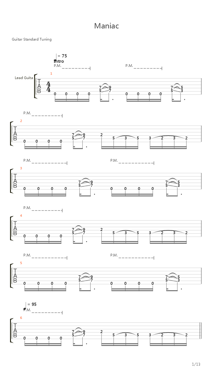Maniac吉他谱