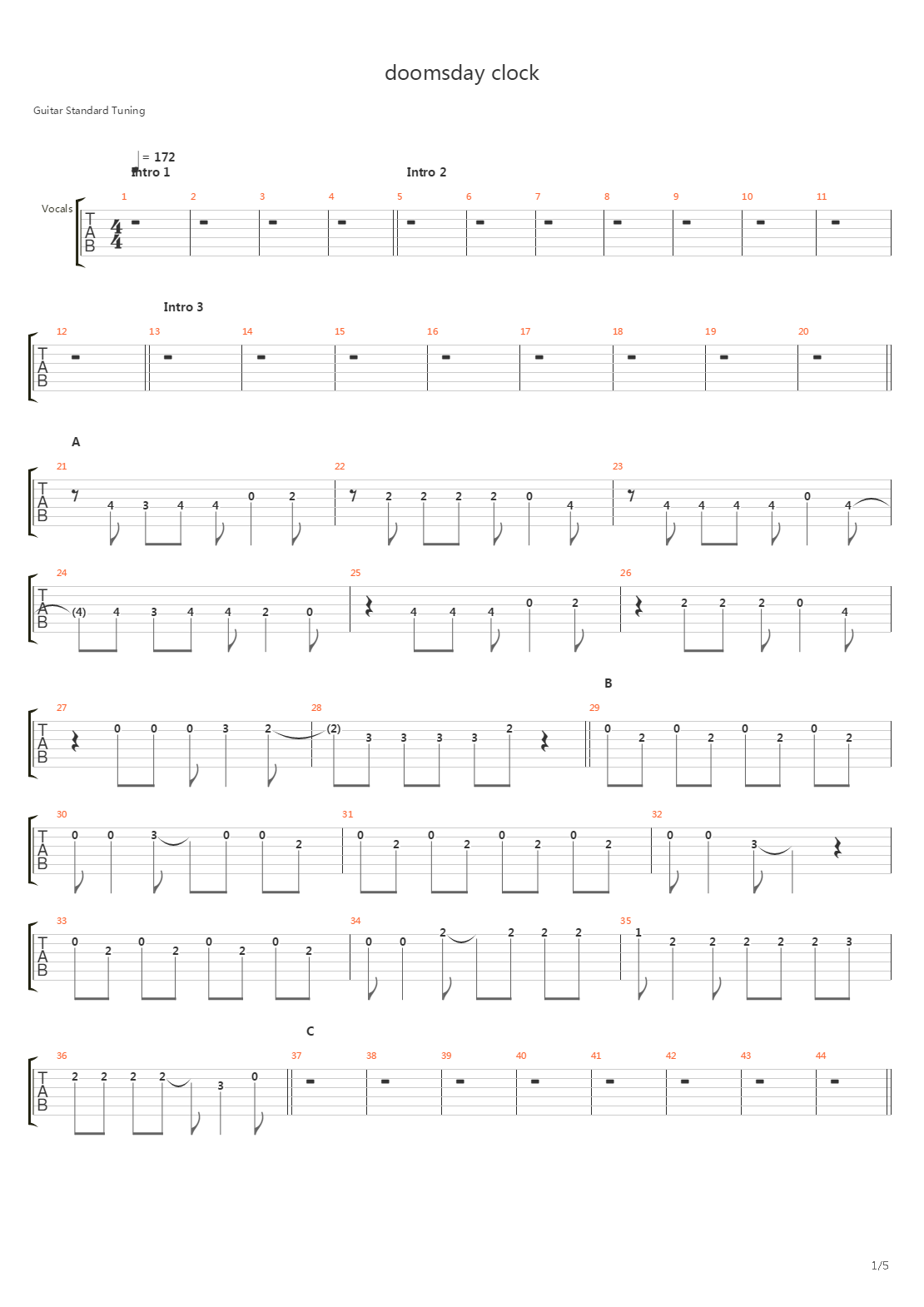 Doomsday Clock吉他谱