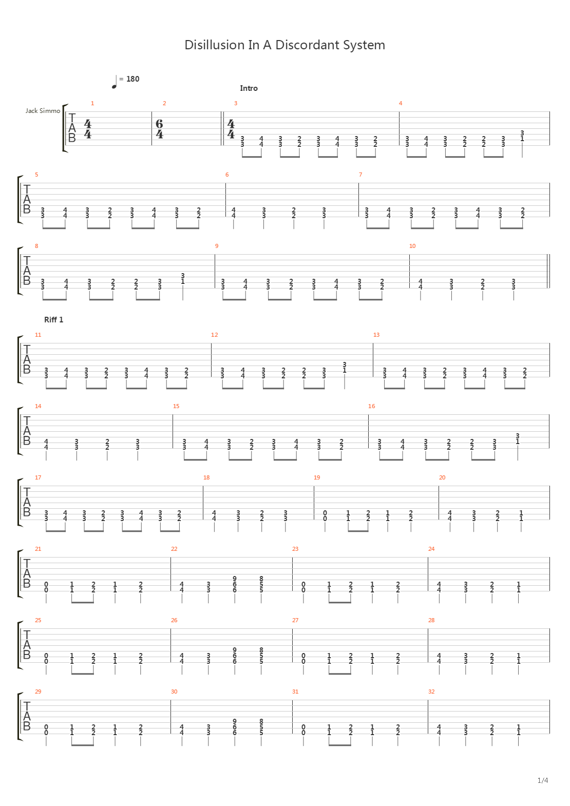 Disillusion In A Discordant System吉他谱