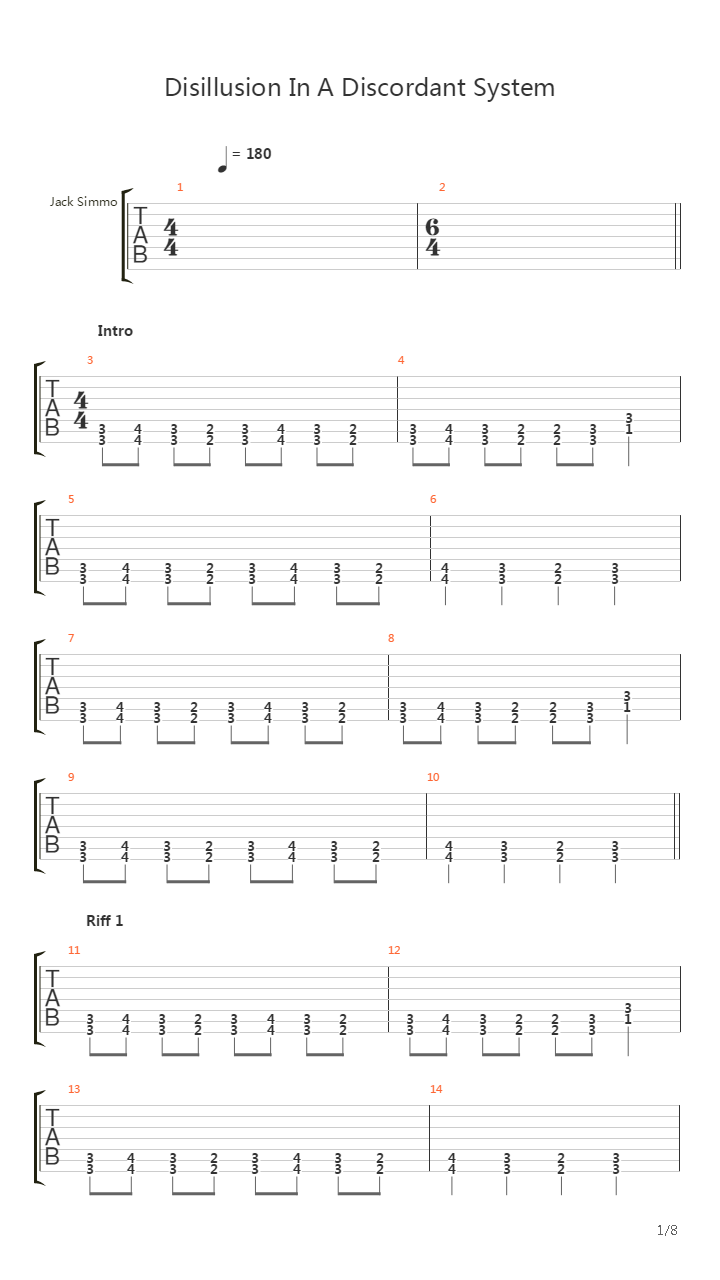 Disillusion In A Discordant System吉他谱