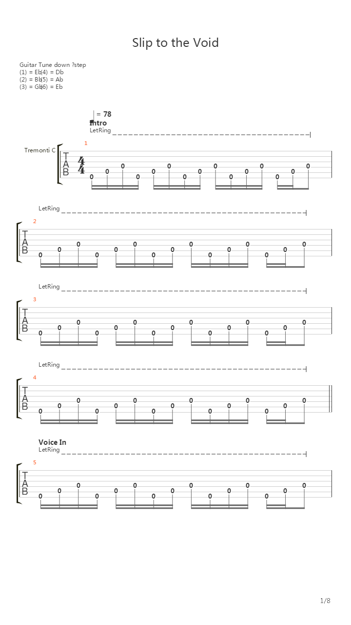 Slip To The Void吉他谱