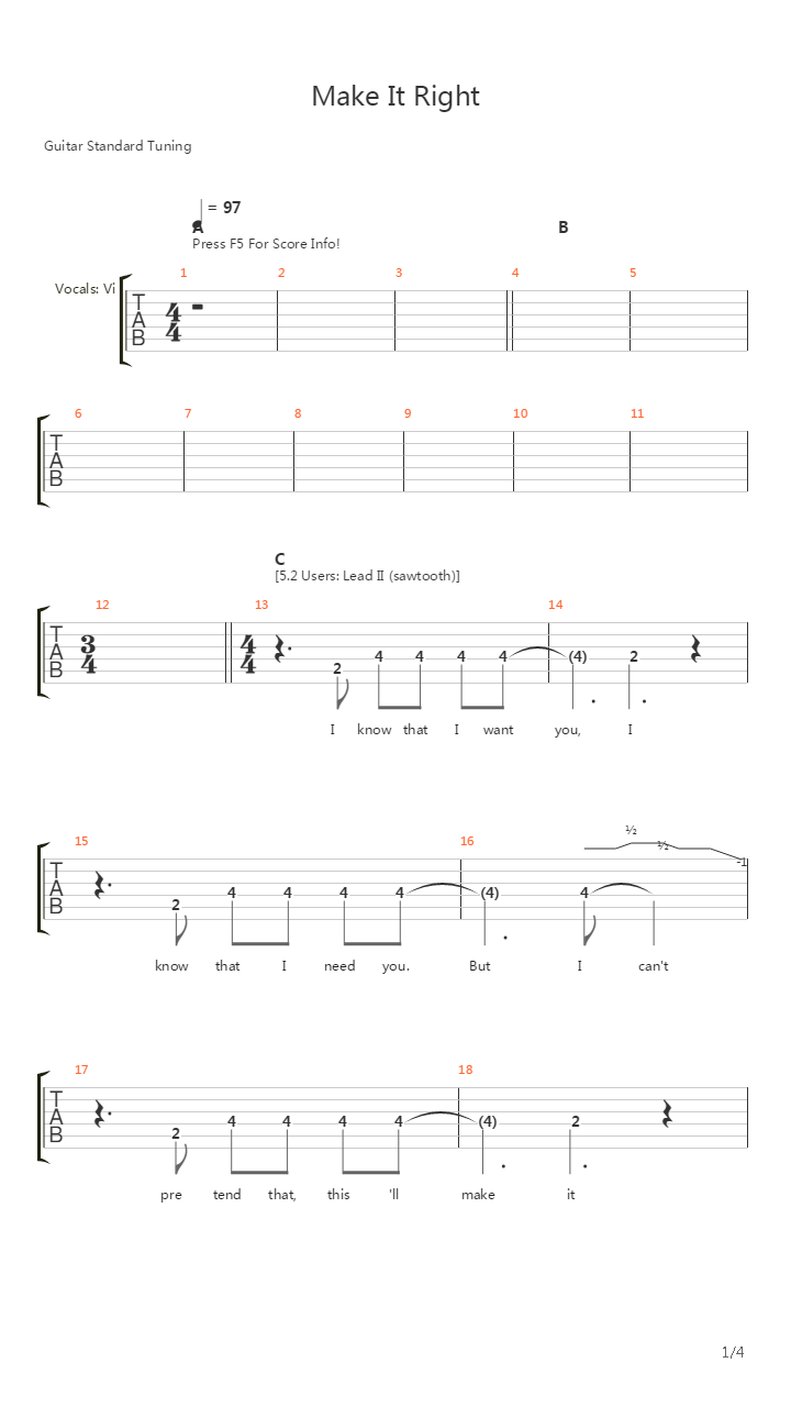 Make It Right吉他谱