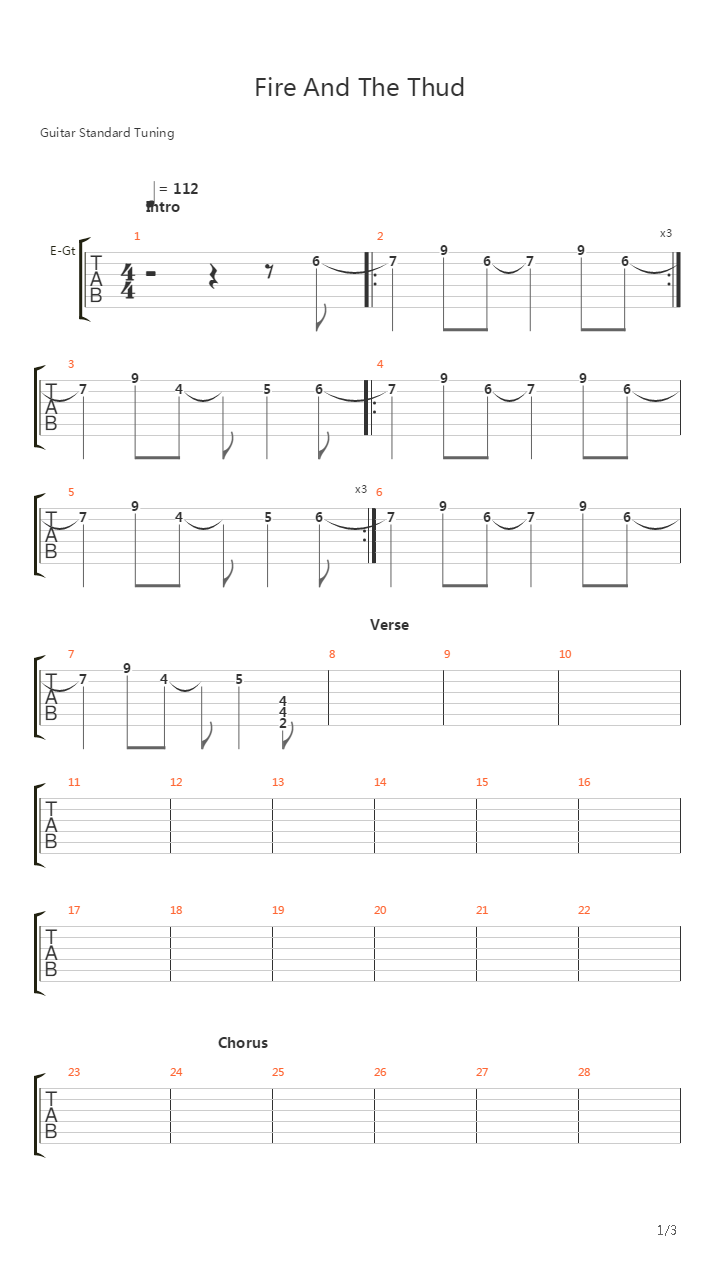Fire And The Thud吉他谱