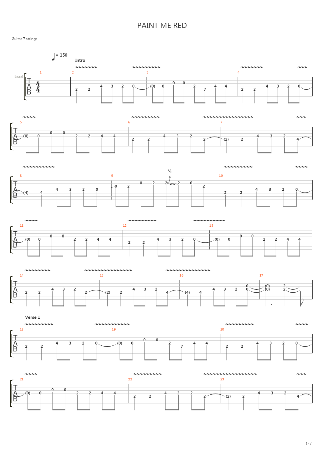 Paint Me Red吉他谱