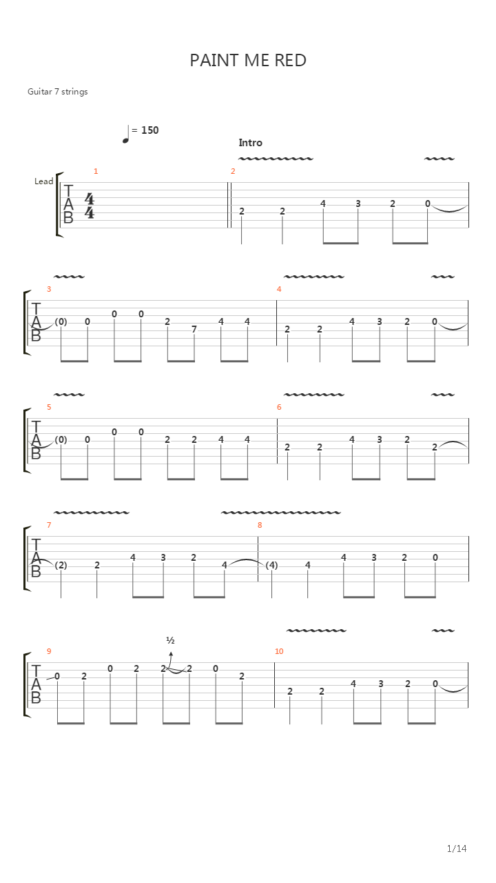Paint Me Red吉他谱