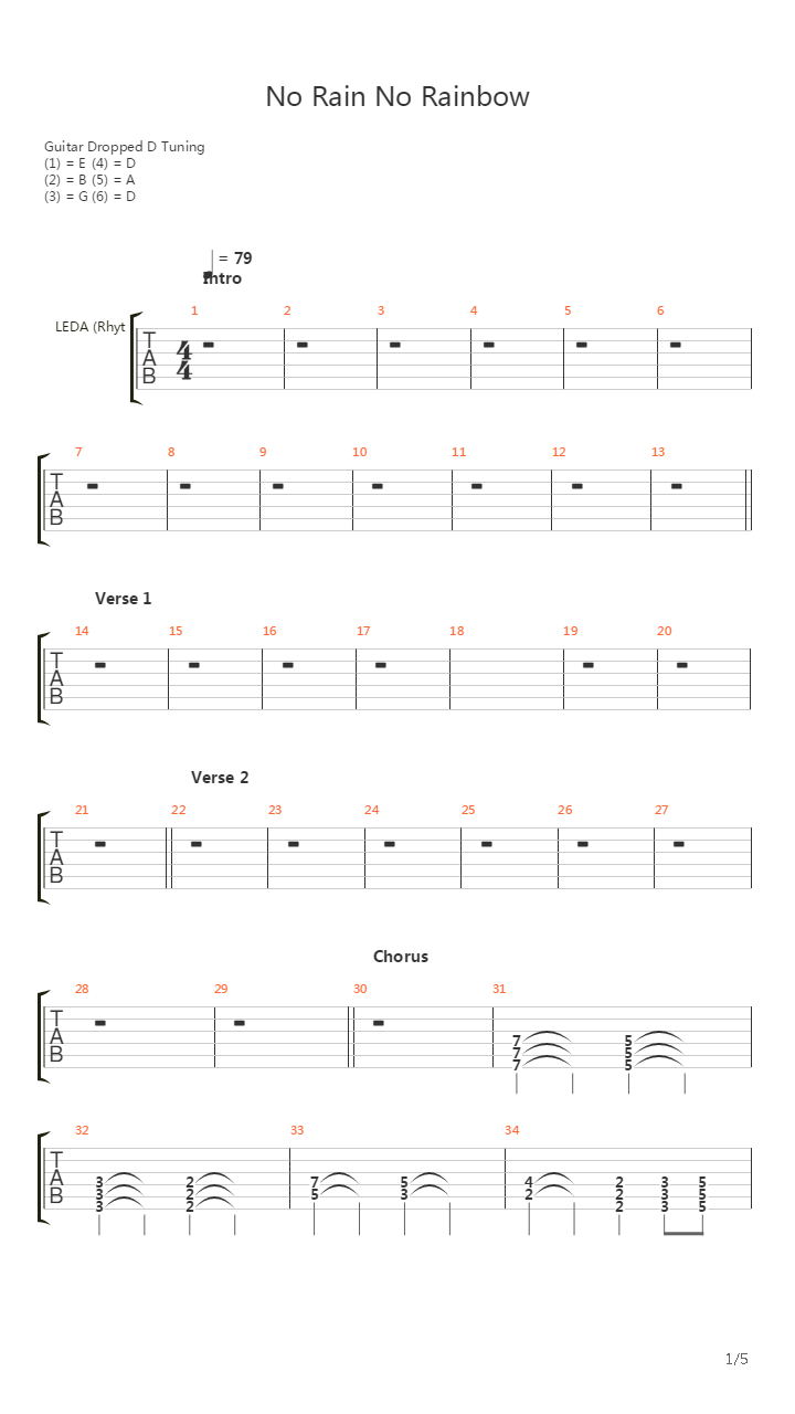 No Rain No Rainbow吉他谱