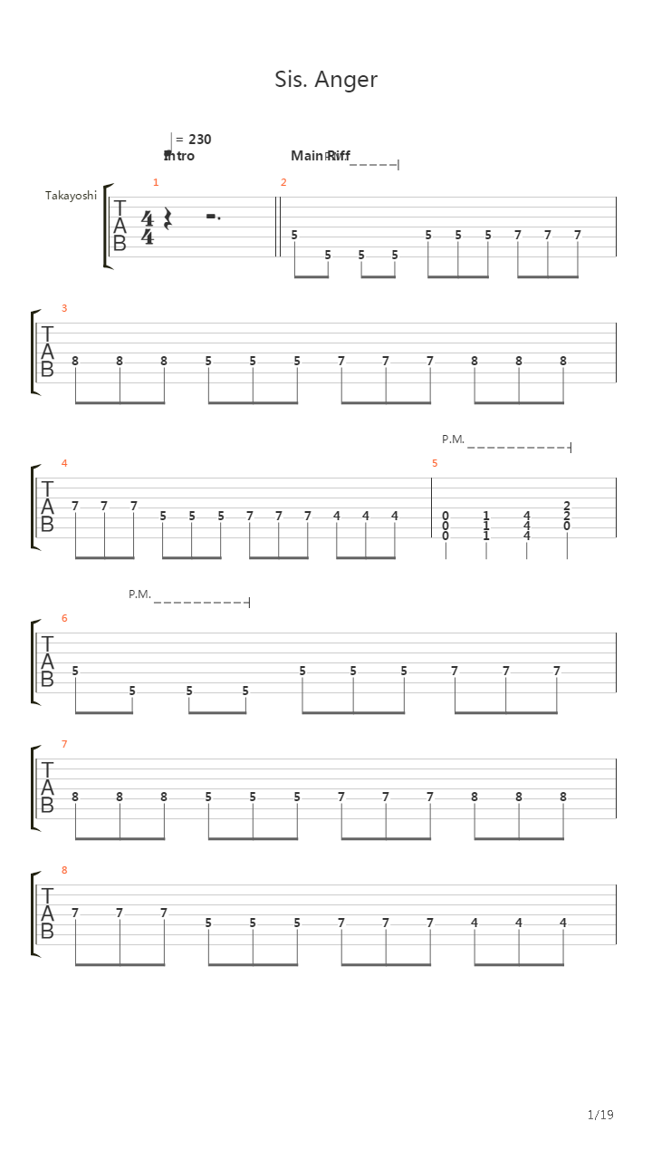 Sis Anger吉他谱