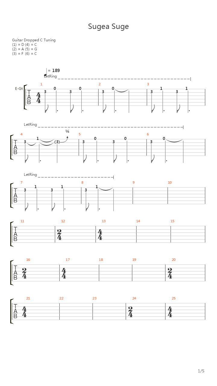Sugea Suge吉他谱
