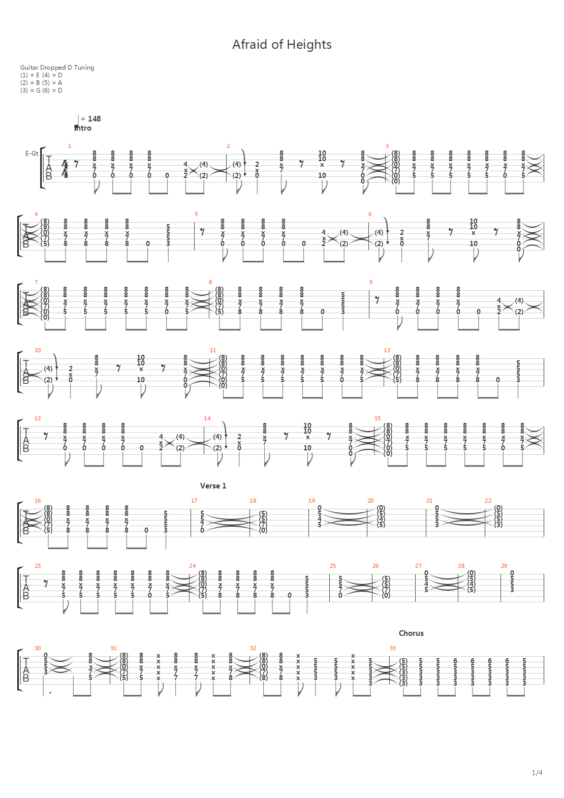 Afraid Of Heights吉他谱