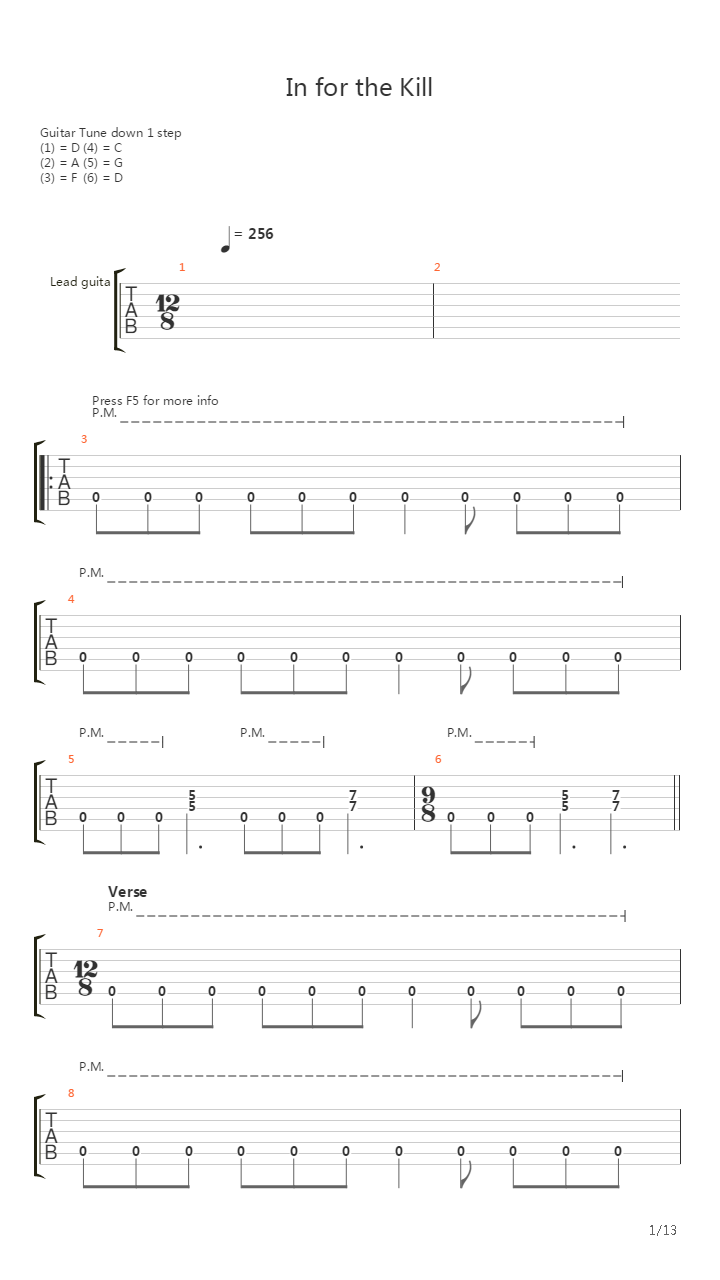 In For The Kill吉他谱
