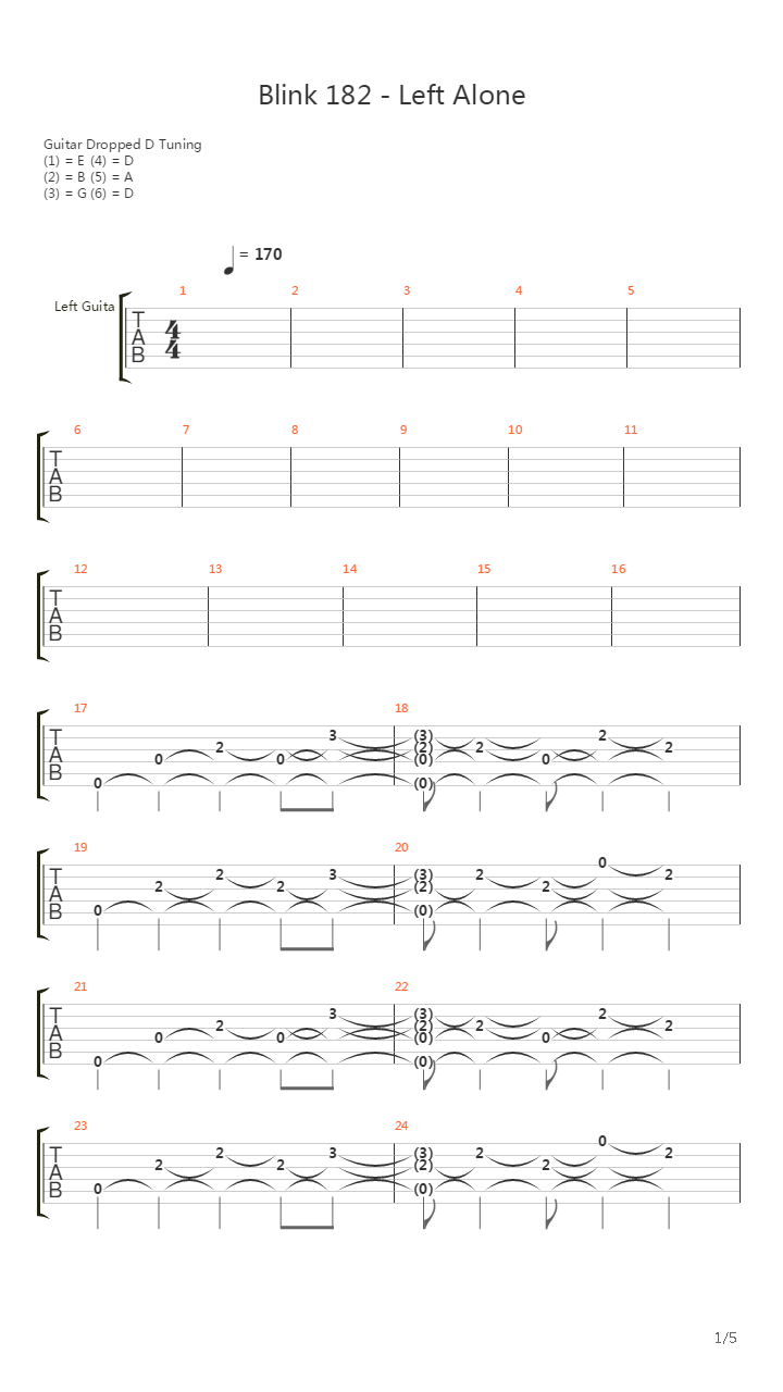 Left Alone吉他谱