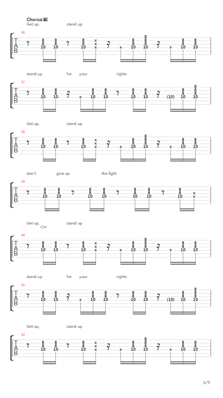 Get Up Stand Up吉他谱