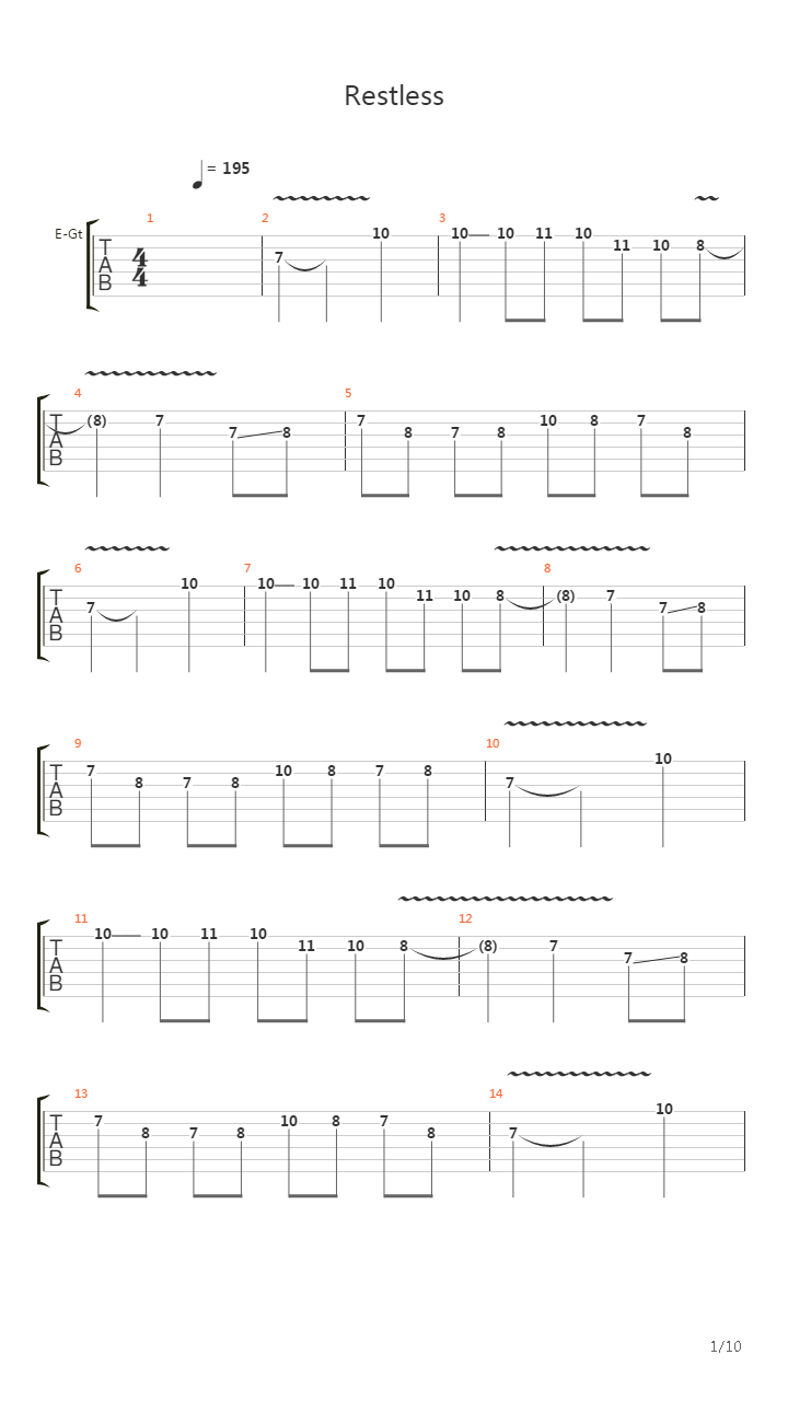Restless吉他谱
