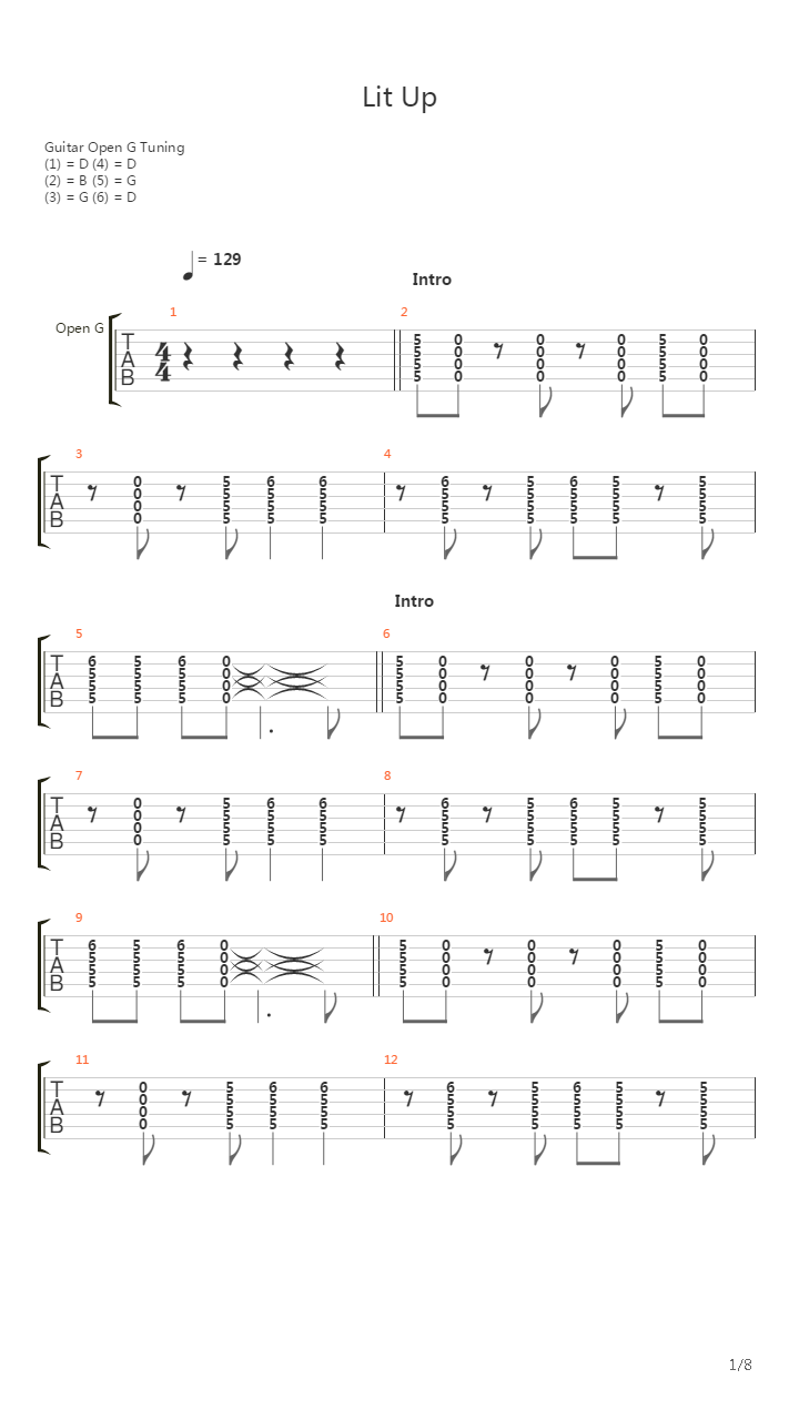 Lit Up吉他谱