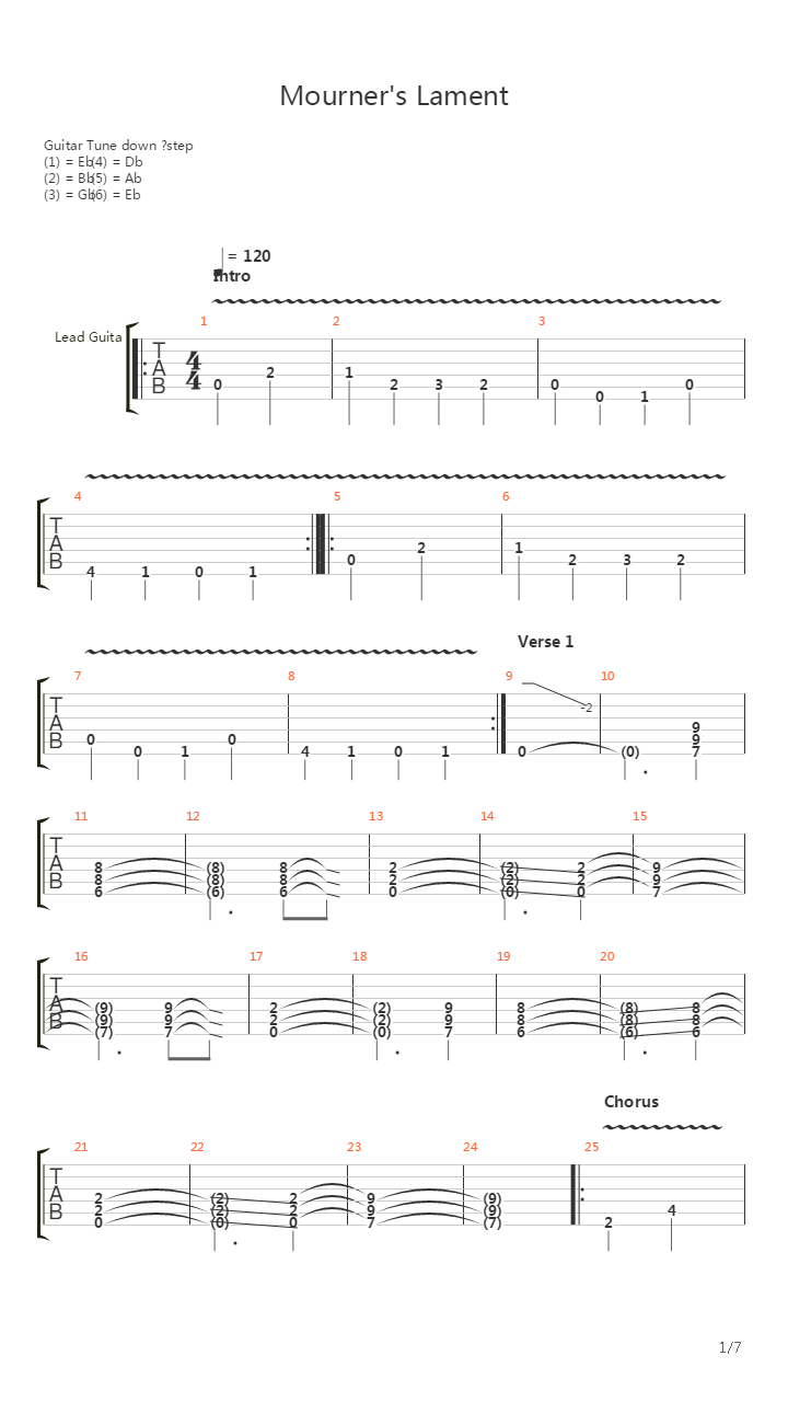 Mourners Lament吉他谱