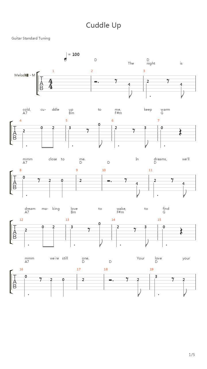 Cuddle Up吉他谱