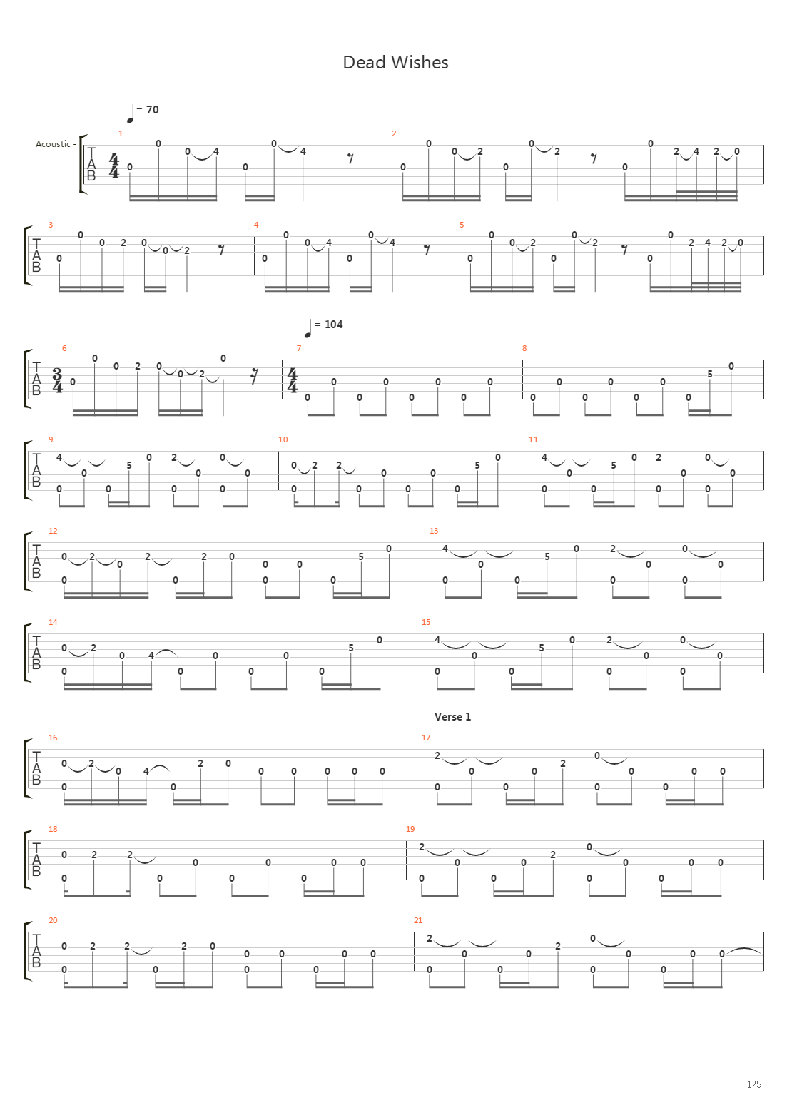 Dead Wishes吉他谱