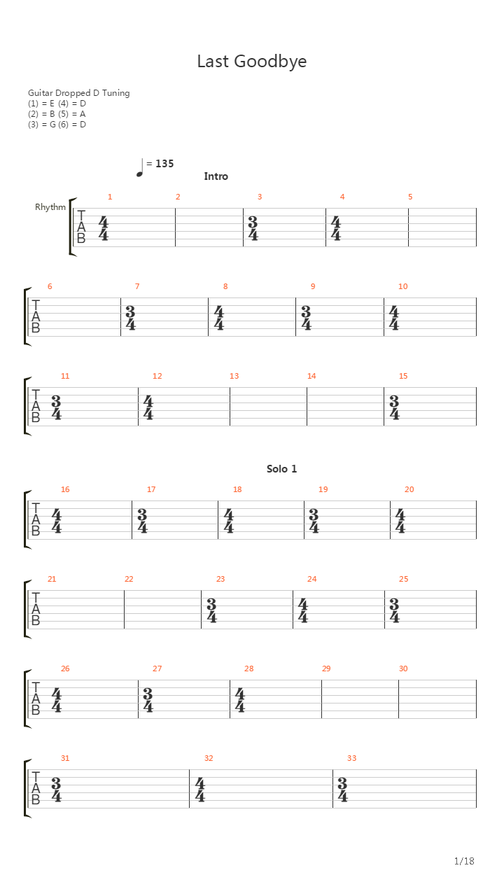 Last Goodbye吉他谱