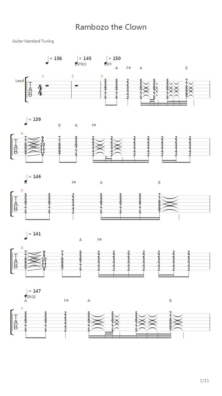 Rambozo The Clown吉他谱