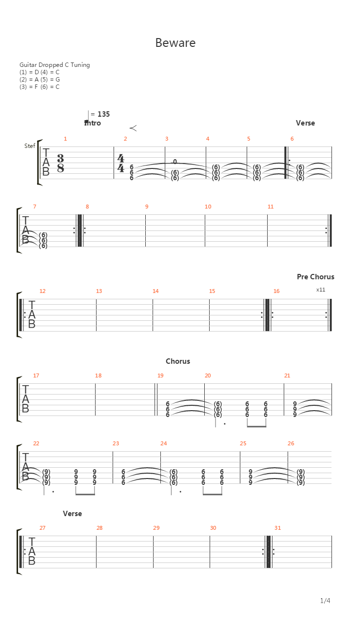 Beware吉他谱