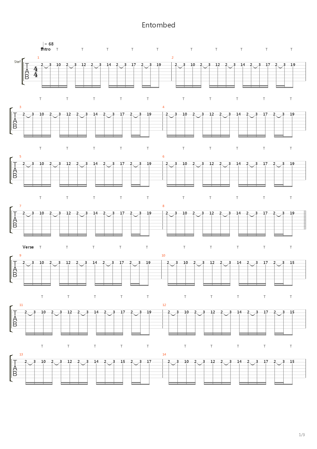 Entombed吉他谱
