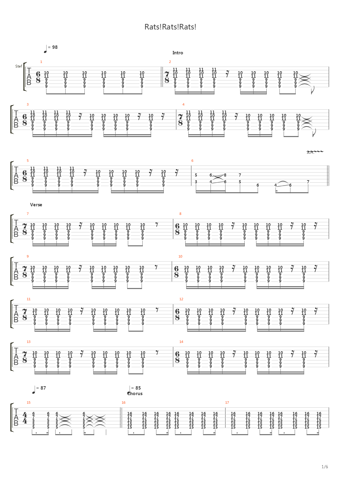 Rats Rats Rats吉他谱