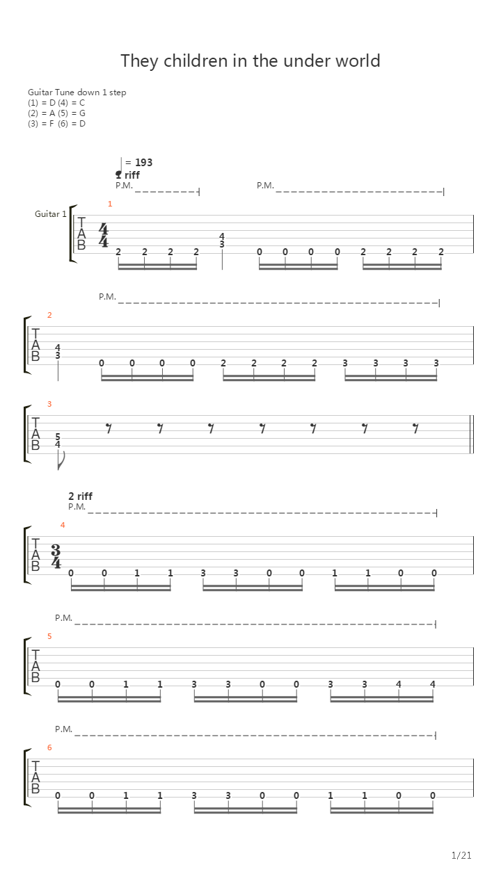 They Are The Children Of The Underworld吉他谱