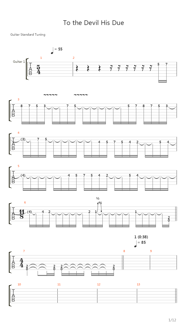To The Devil His Due吉他谱
