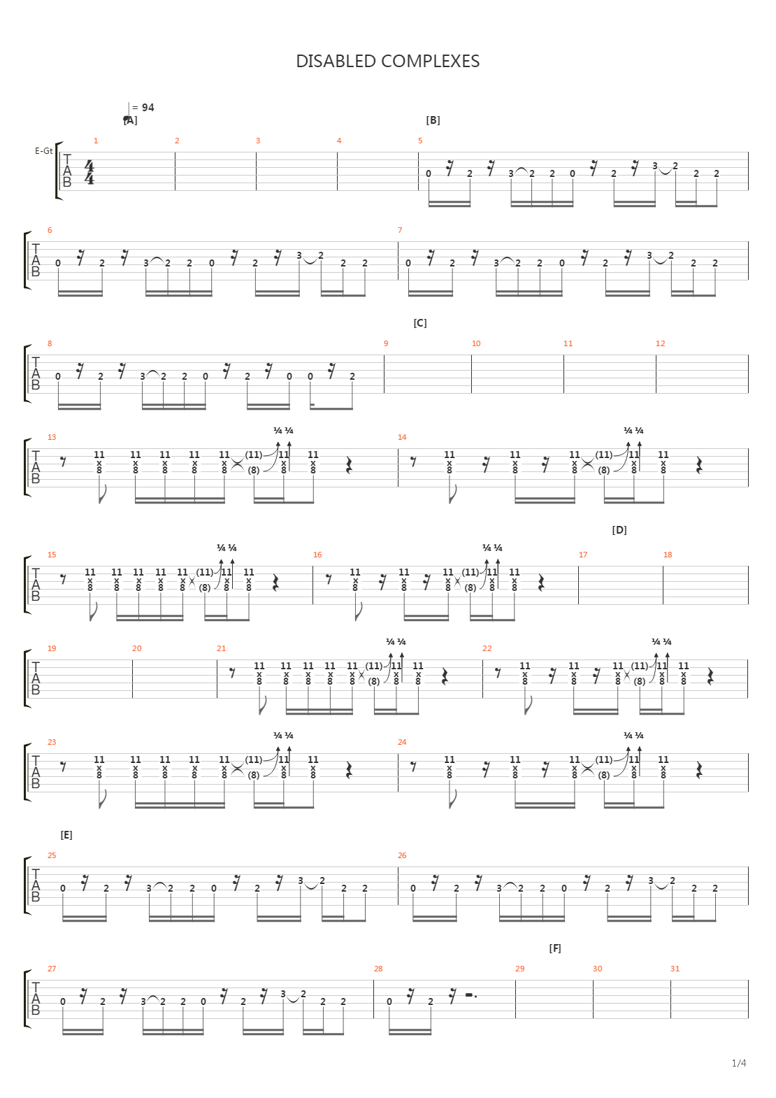 Disabled Complexes吉他谱