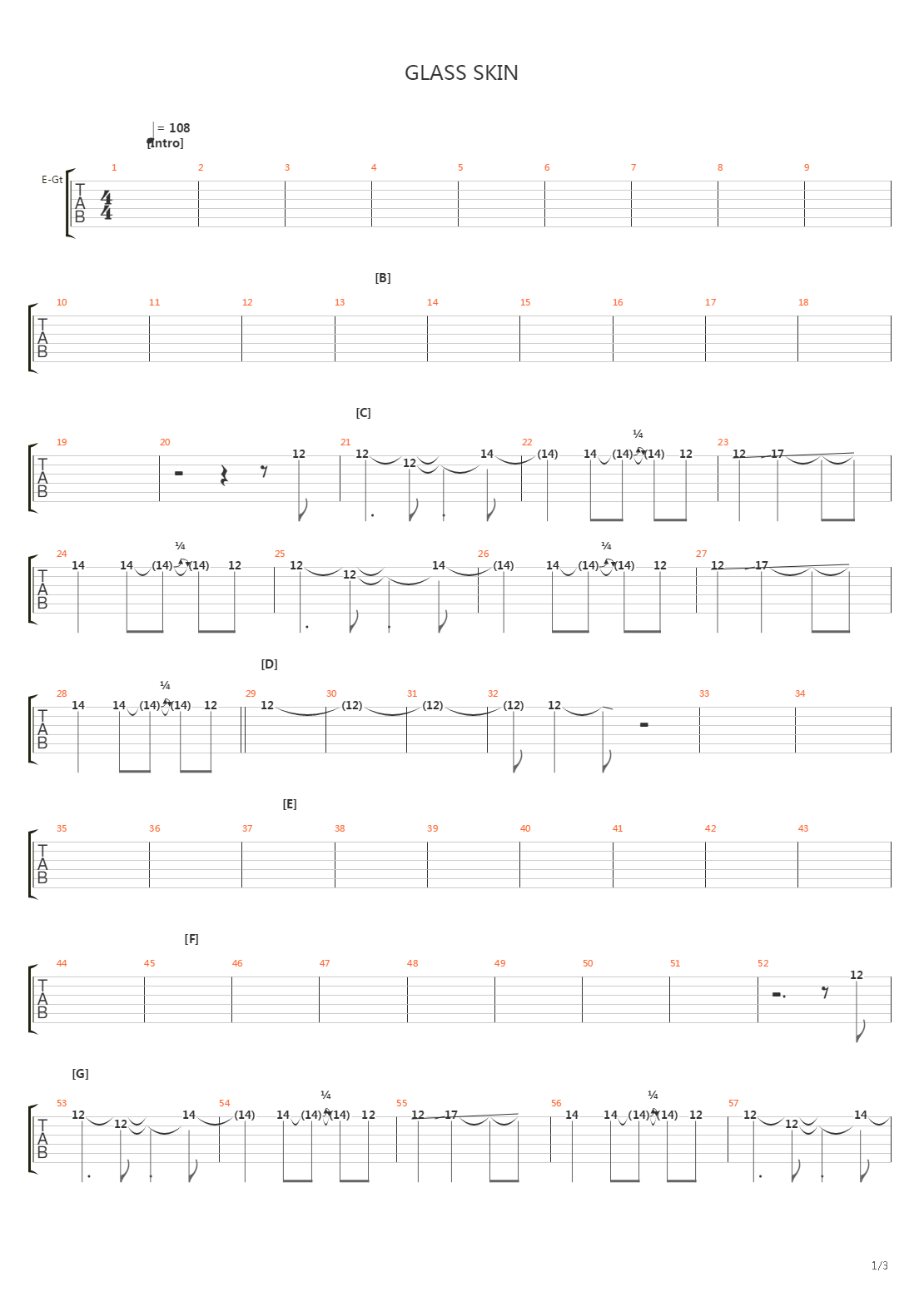 Glass Skin吉他谱