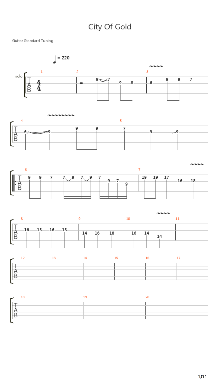 City Of Gold吉他谱