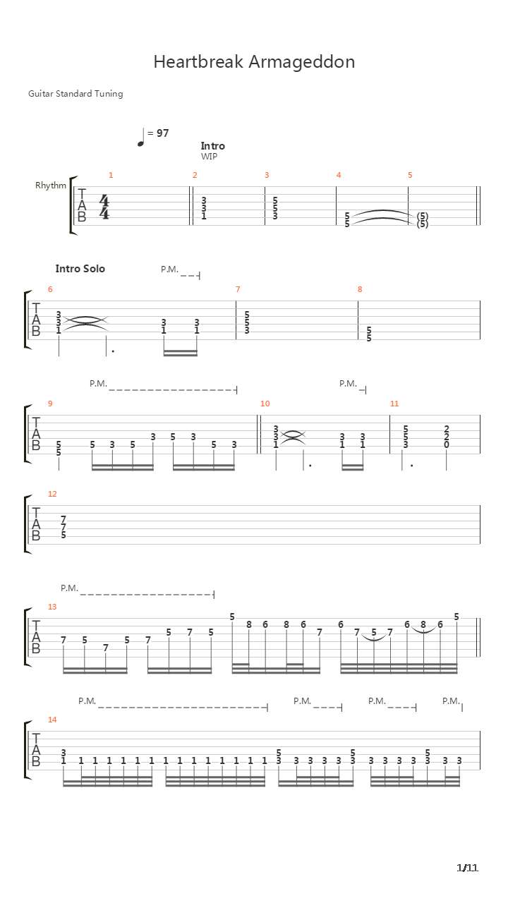 Heartbreak Armageddon吉他谱