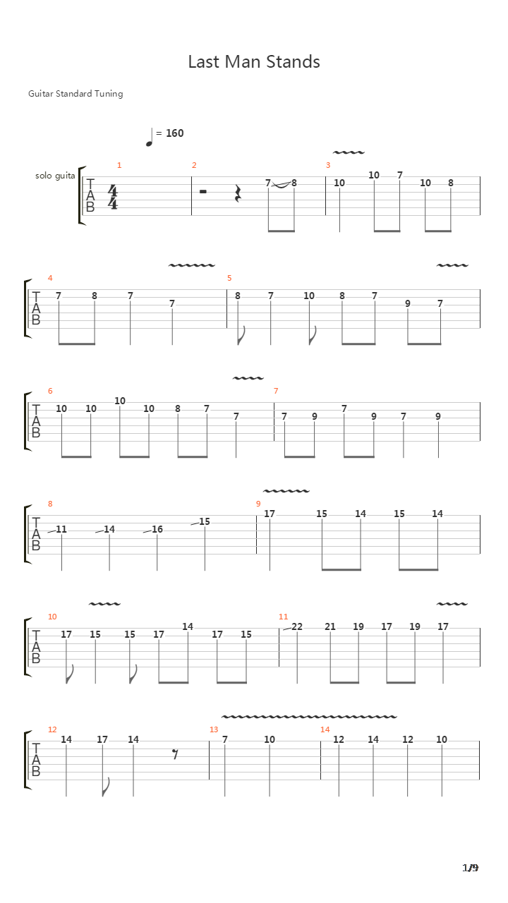 Last Man Stands吉他谱