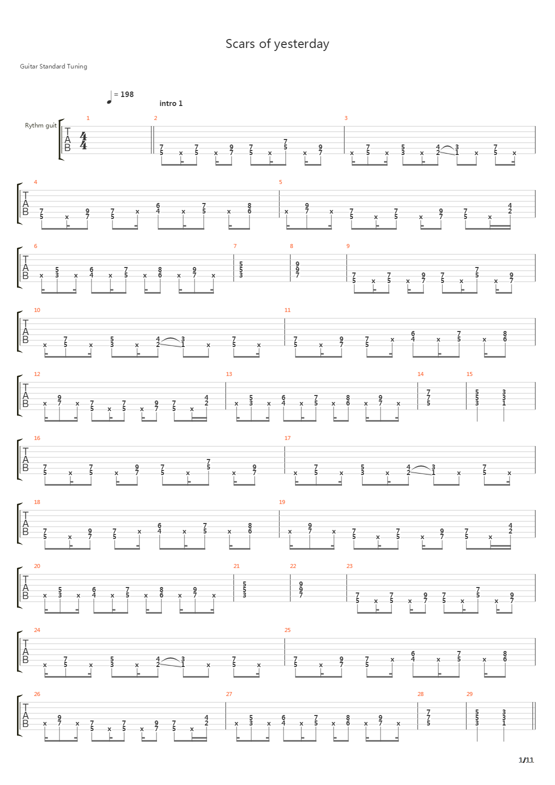 Scars Of Yesterday吉他谱