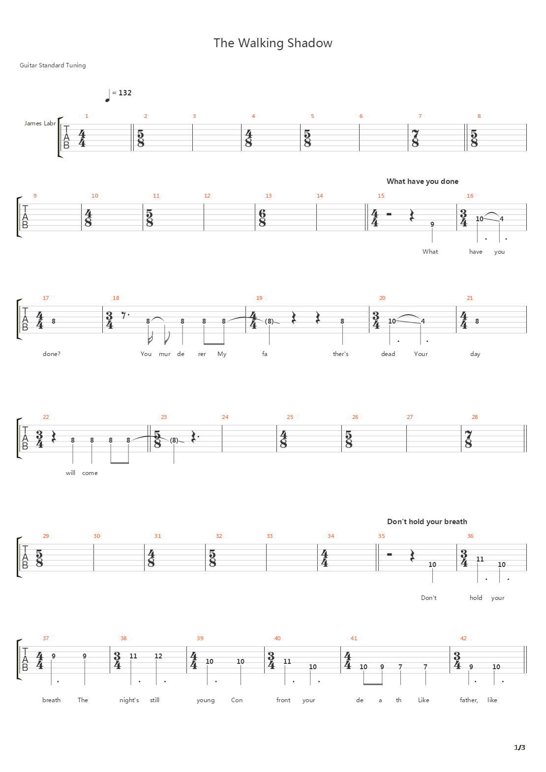 The Walking Shadow吉他谱