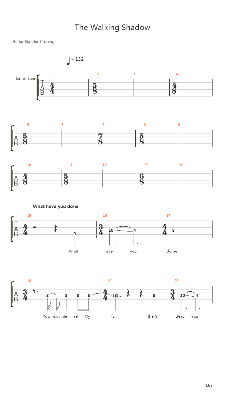 The Walking Shadow吉他谱