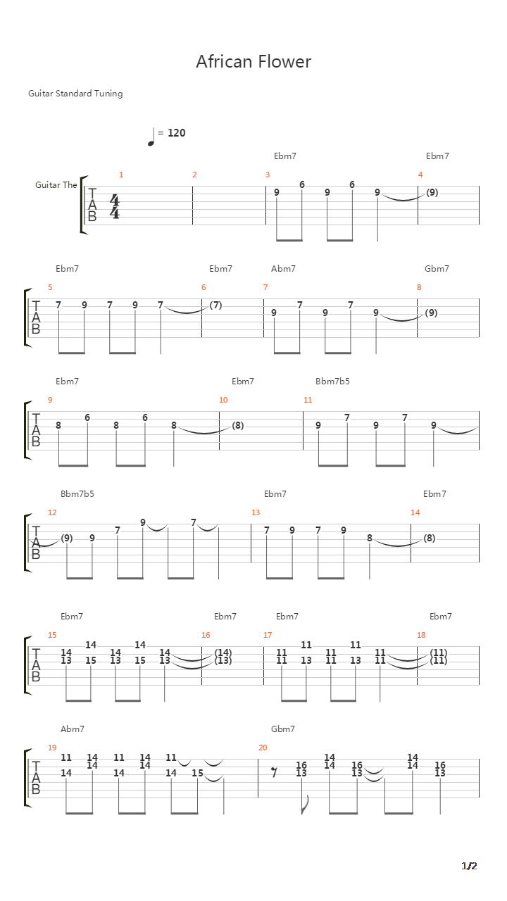 African Flower Petite Fleur Africaine吉他谱