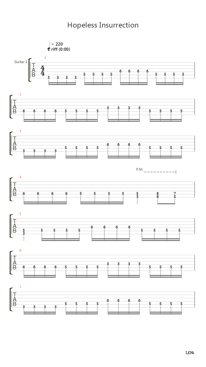 Hopeless Insurrection吉他谱