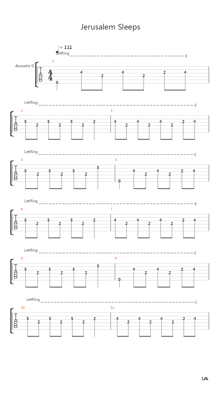 Jerusalem Sleeps吉他谱