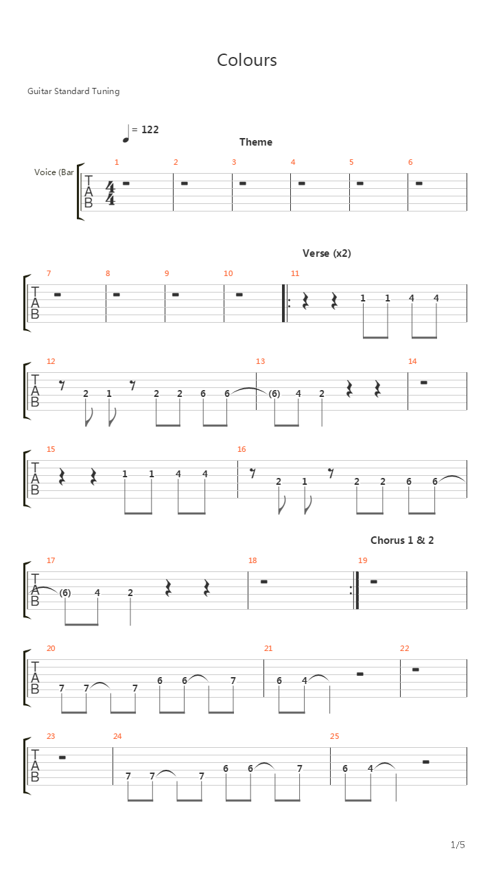 Colours吉他谱