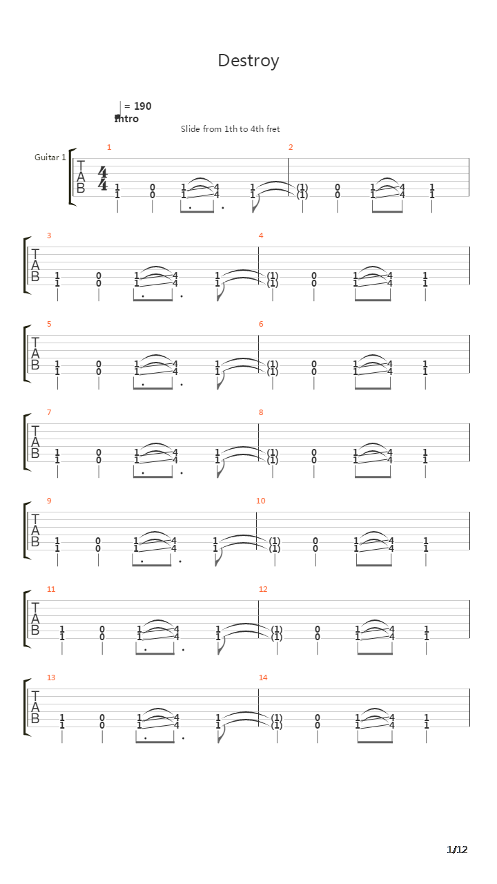 Destroy吉他谱
