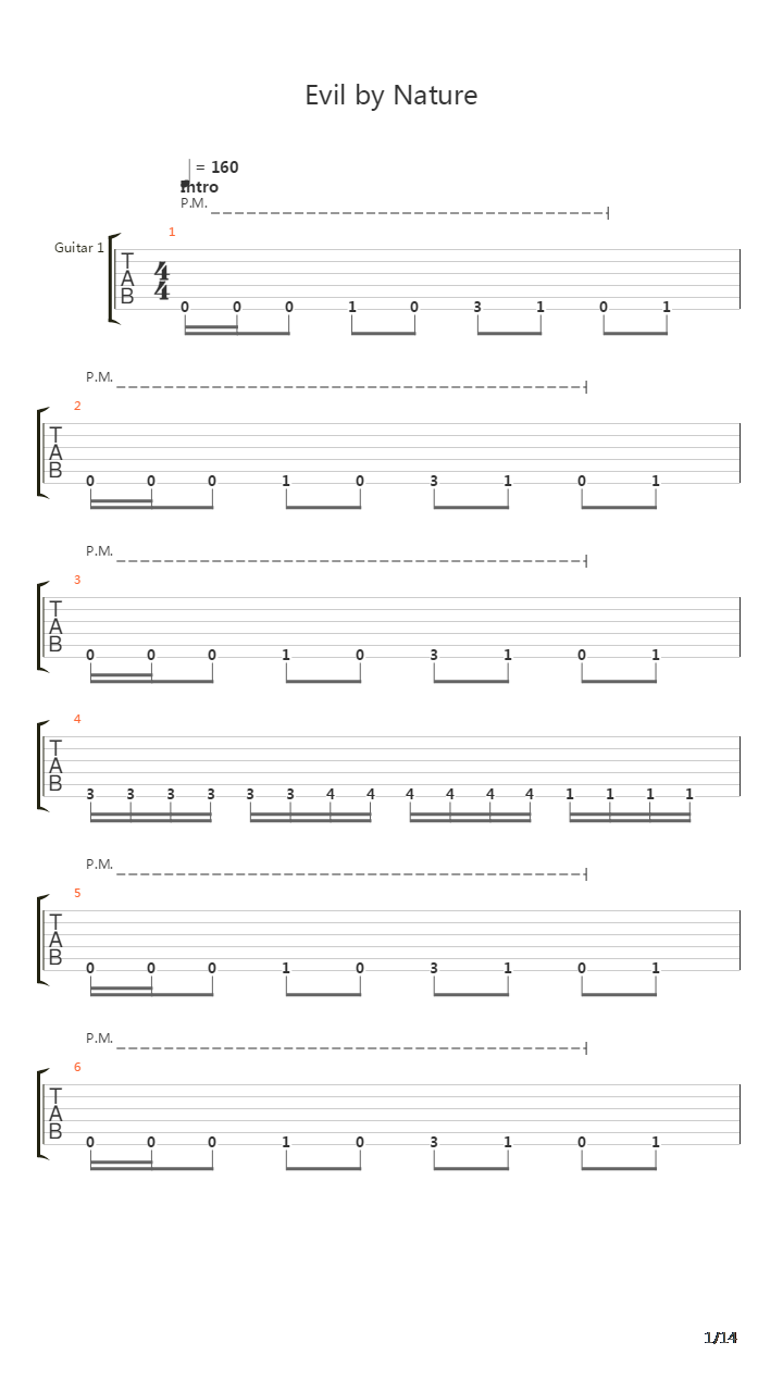 Evil By Nature吉他谱