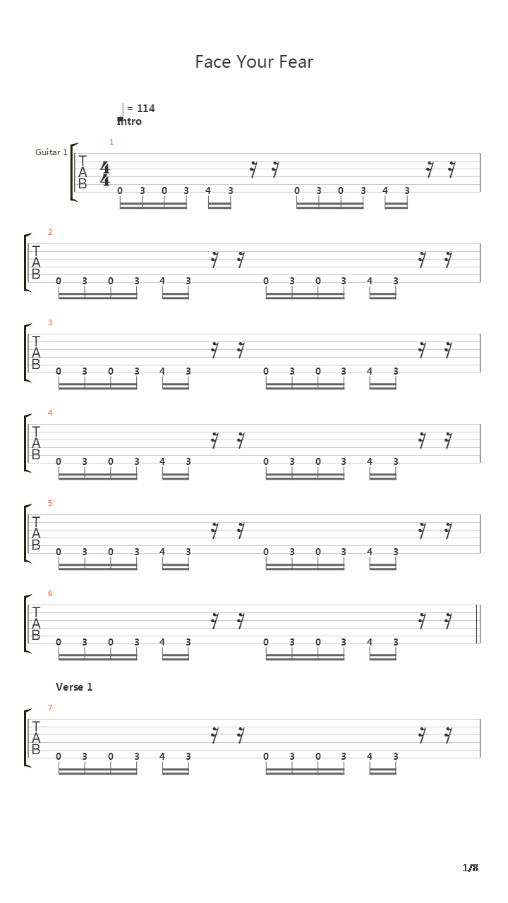 Face Your Fear吉他谱